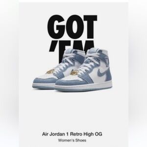 Nike Air Jordan 1 Retro High OG Blue White Women's Sneakers -Brand New